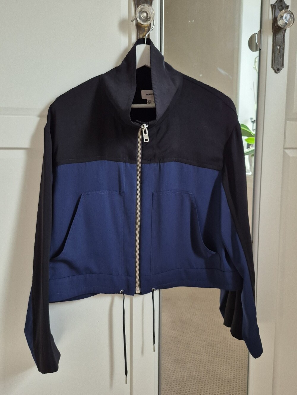 Helmut Lang Mock Neck Silky Cropped Jacket Size Large